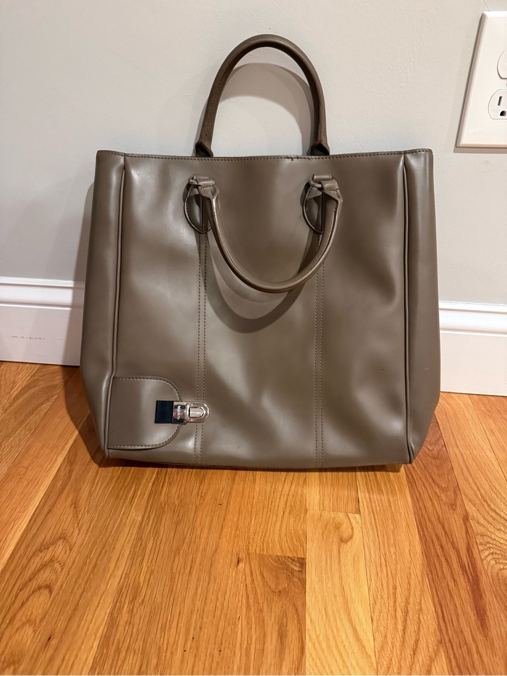 Geox Taupe Leather Tote Bag